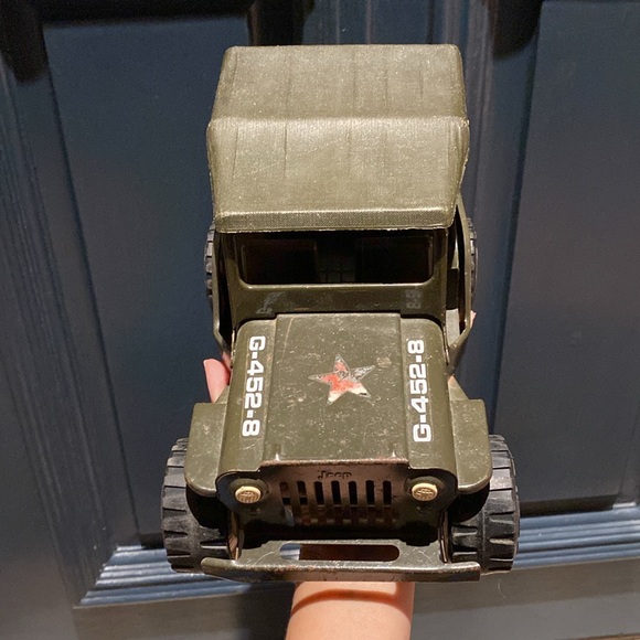 RARE Vintage TONKA  Army Military Green JEEP Truck Pressed Metal 1970's - Picture 4 of 16
